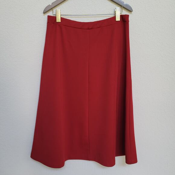 Vintage Skirt Womens L XL 14 16 Dark Red A Line Midi Elastic Waist  Retro Fall - Picture 2 of 10